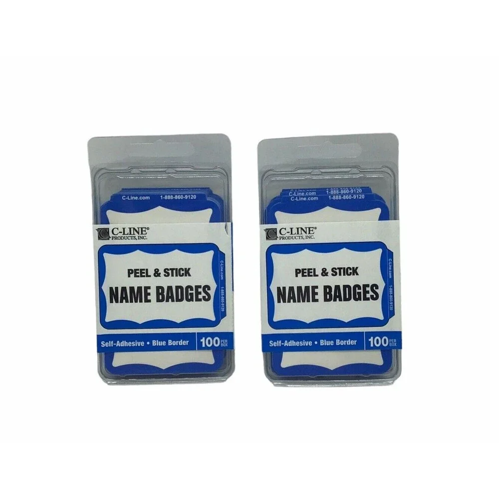 200 Blue Border Badges Name Tags Labels ID Stickers Peel And Stick Adhesive